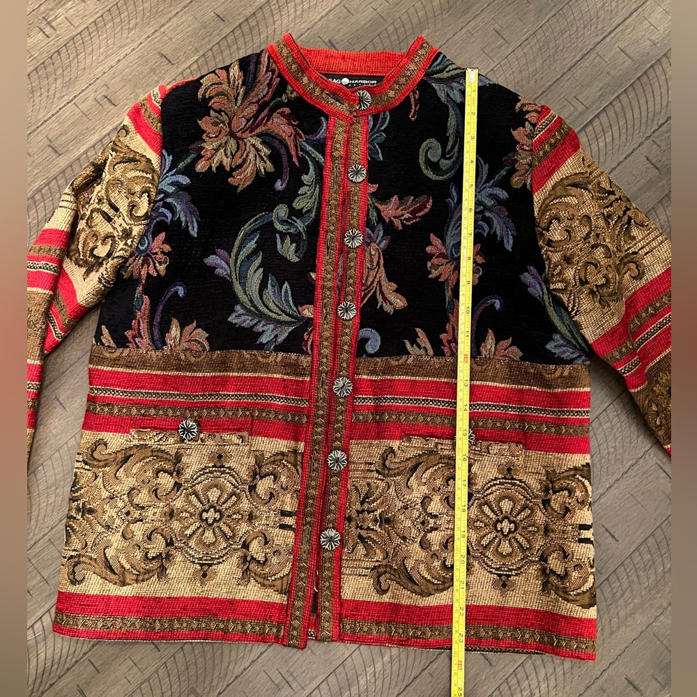 VINTAGE Sag Harbor Colorful Tapestry Blazer Sz Petite Large LIKE NEW - Picture 5 of 7